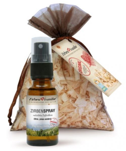Kombipaket mit einem Zirbenspray 20 ml und Zirbenduftsackerl Kombipaket mit einem Zirbenspray 20 ml und Zirbenduftsackerl
