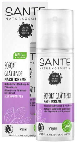 Sofort Glättende Nachtcreme mit Parakresse & natürlicher Hyaluronsäure von SANTE