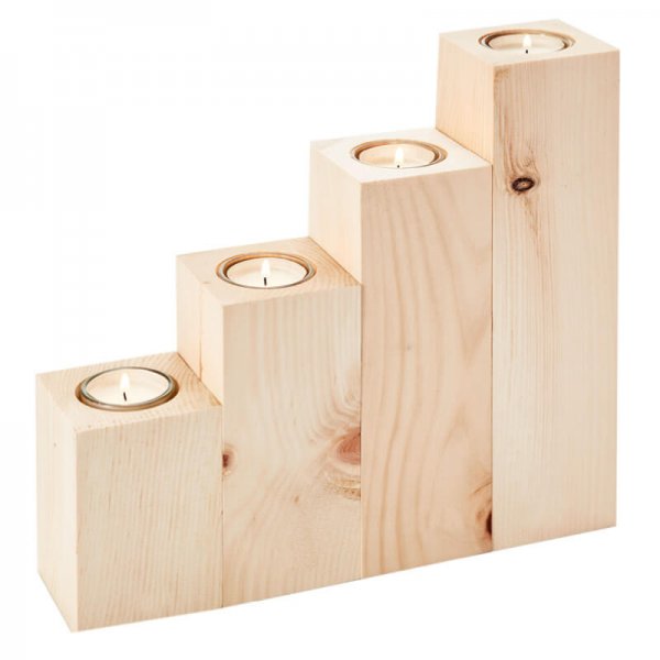 Arvenquader 4-teiliges Set mit Kerzenlichter