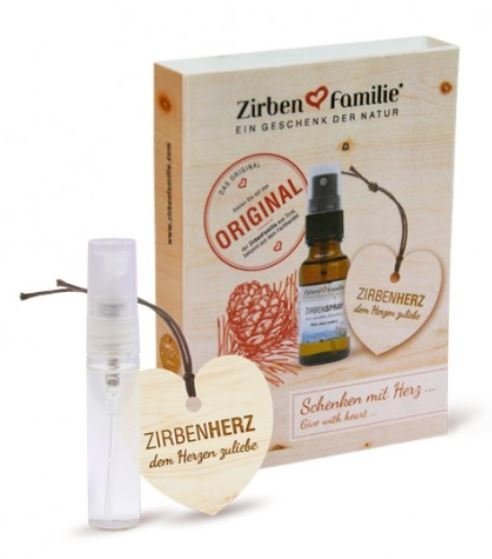 Zirbenfamilie - ein Geschenk der Natur, Zirbenspray mit Zirbenherz