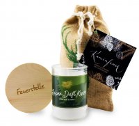 Feu de cheminée - Bougie parfumée au pin cembro avec soucoupe Feu de cheminée - Bougie parfumée au pin cembro avec soucoupe